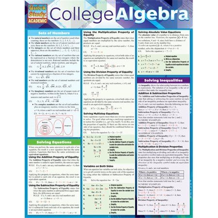 BARCHARTS College Algebra Quickstudy Easel 9781423220312
